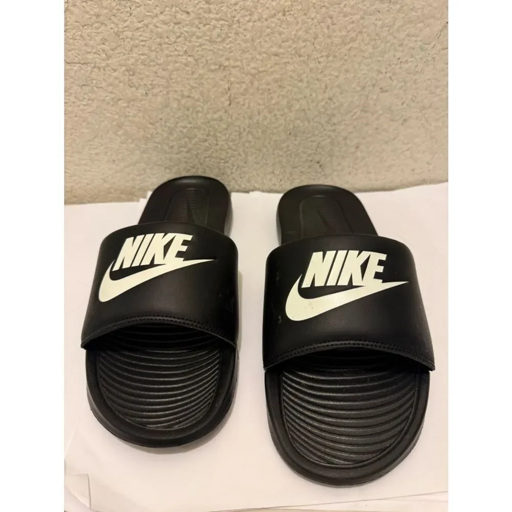 NIKE VICTORI ONE SLIDE BLACK / WHITE BLACK SLIDES SLIDE ON SANDAL size 12